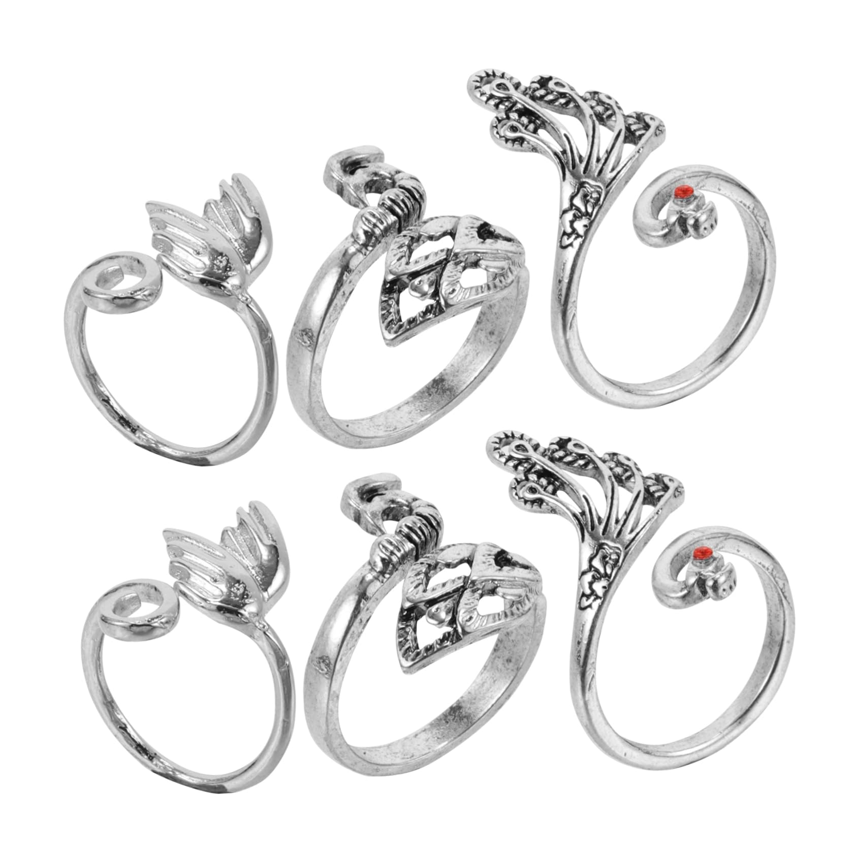 ARTIBETTER 4 Set Anello All'uncinetto Punti Segnali Stitch Anelli Cucire Anelli A Maglia Segnapunti All'uncinetto Anelli Di Tensione Per Uncinetto Anelli Decorativi Metallo Argento 6 Pezzi*4