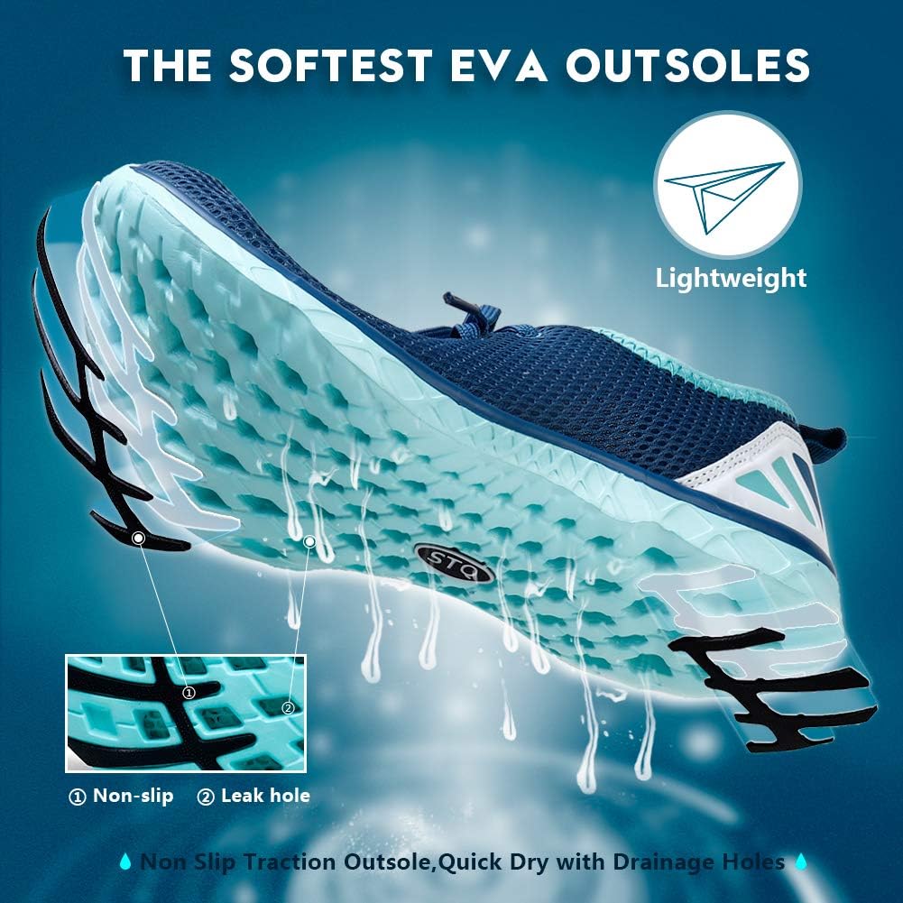 STQ Womens Lace-Up Water Shoes | Beach Swim Pool Aqua Sneakers