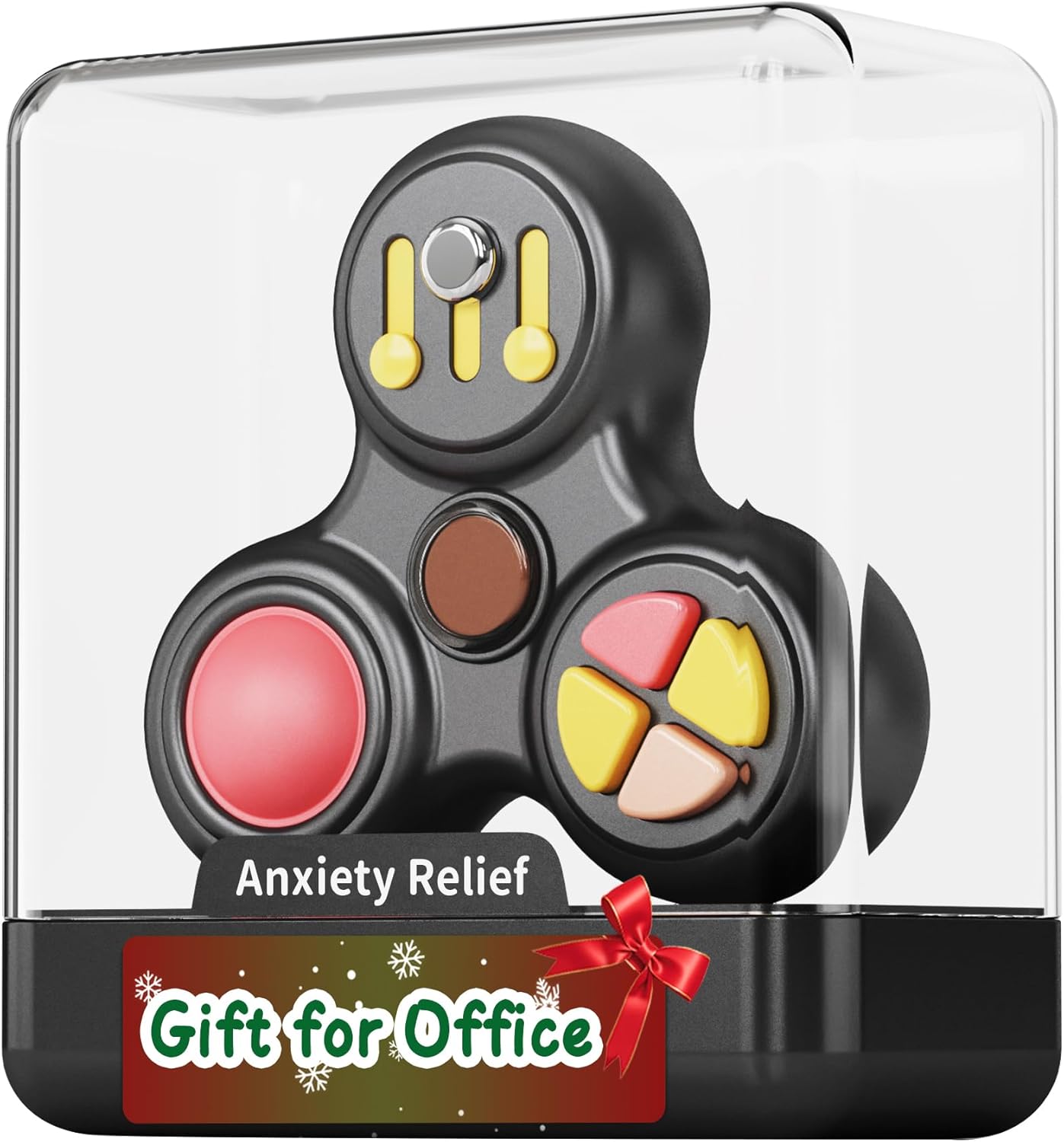 Fidget Toys Fidget Blocks Fidget Pads Stress Fidget Block Twisty Fidget Toy Cube Anxiety Toy Infinite Cube for Adults (Spin Black)