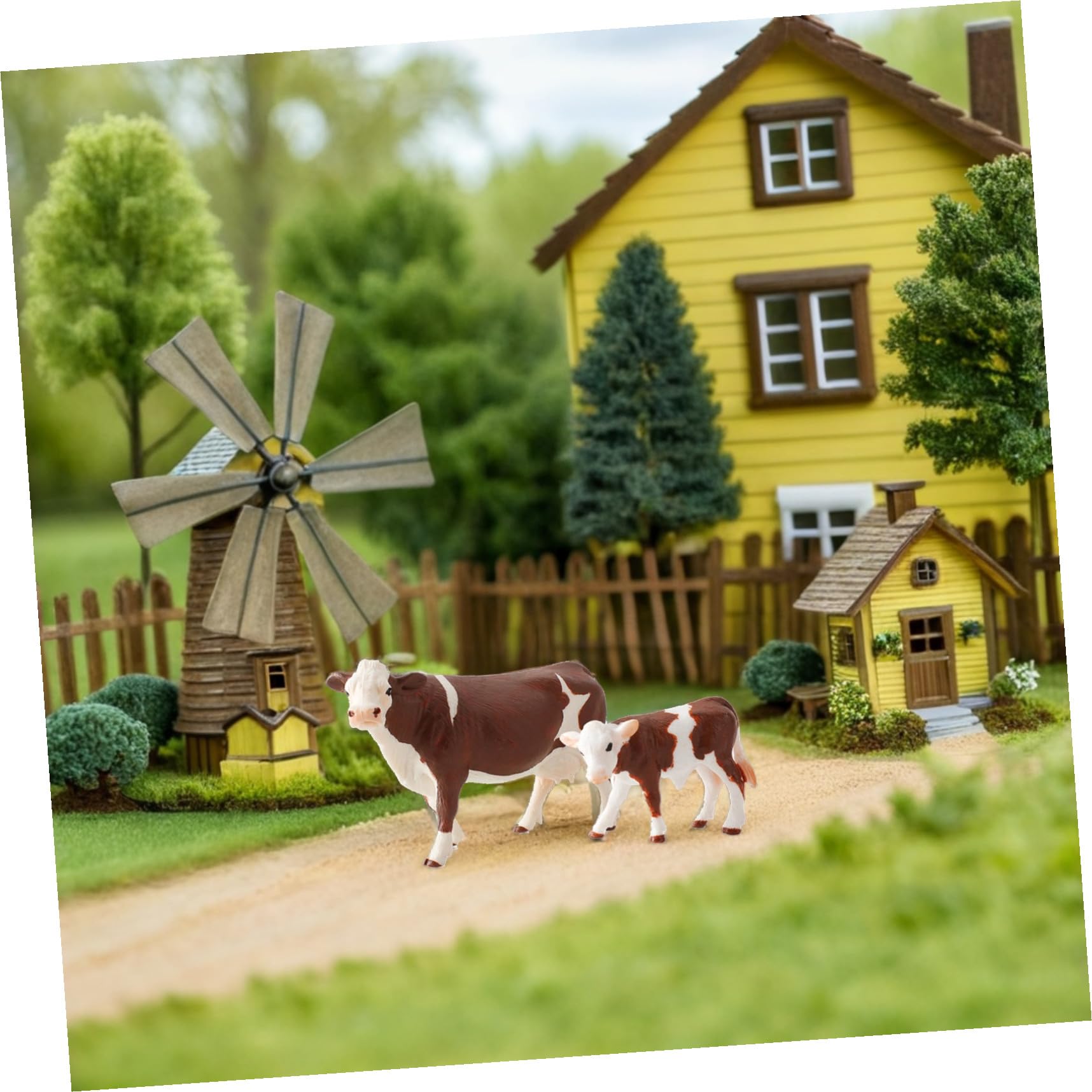 Set di 4 Pezzi di Animali da Fattoria Simulati in Pvc Bianco | Giocattolo Educativo, Adatto a Bambini, per Stimolare Immaginazione e Competenze Cognitive
