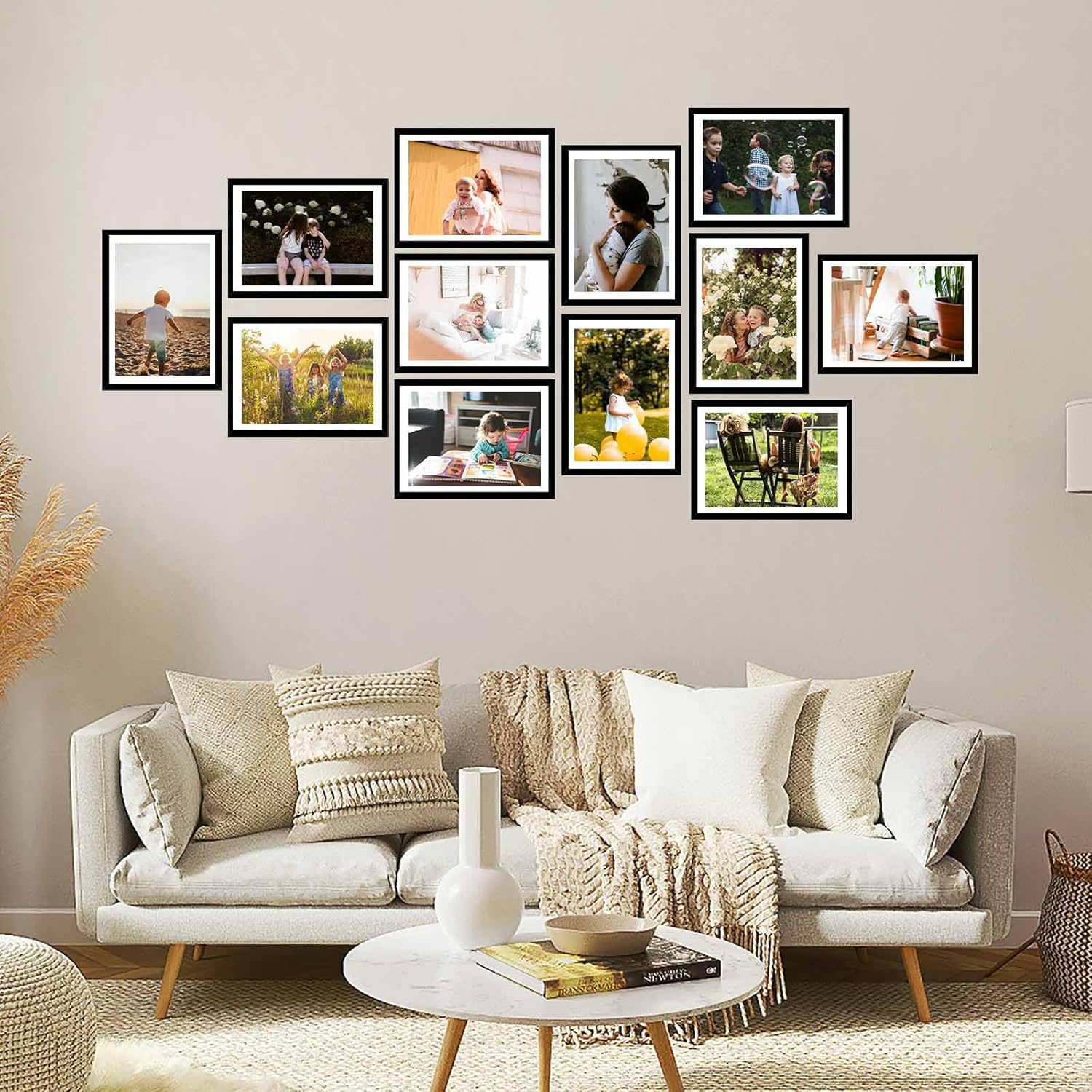 12 Pack 12x16 Picture Frame with 11x14 Mat, Display 11x14 with Mat or 12x16 Without Mat, 12 by 16 Frames Bulk Set of 12 Collage Gallery Wall Decor Photo Frames Set for Wall,Black