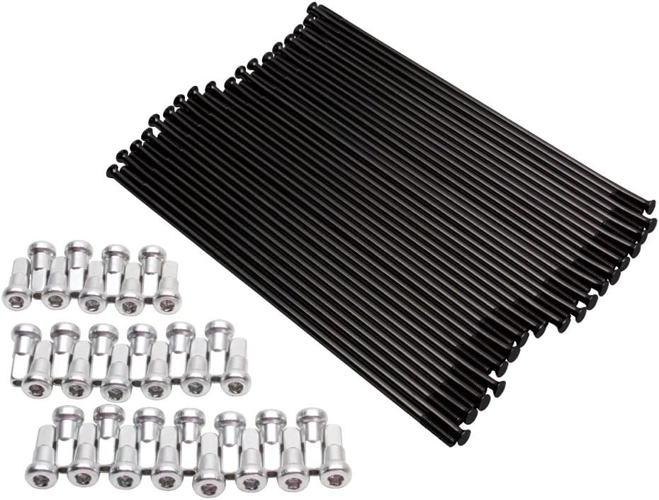 TUSK Motorcycle Spoke Kit - Front 21" Black Spoke/Silver Nipple