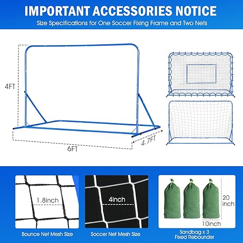 Miniatura 3 de Soccer Rebounder Net, Quick-Switch Angle Soccer Training for Control, Passing Practice, Easy Setup Soccer Goal Rebounder Gifts Aids & Equipment for