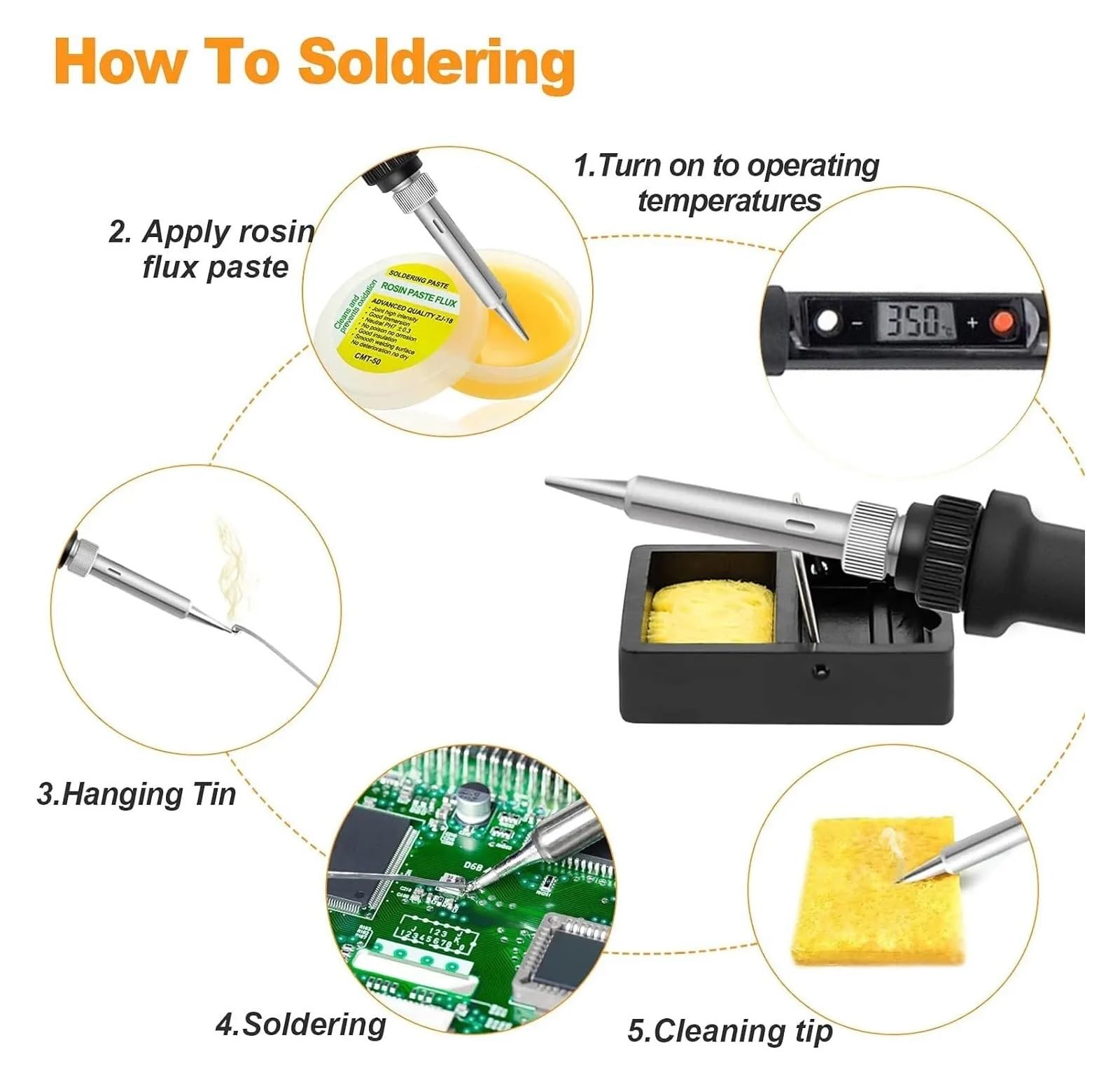 Kit De Fer À Souder Électrique 80W, Ensemble D'outils Soudage Température Réglable, Flux Soudure, Pointes, Station Travail Chauffage PréCis