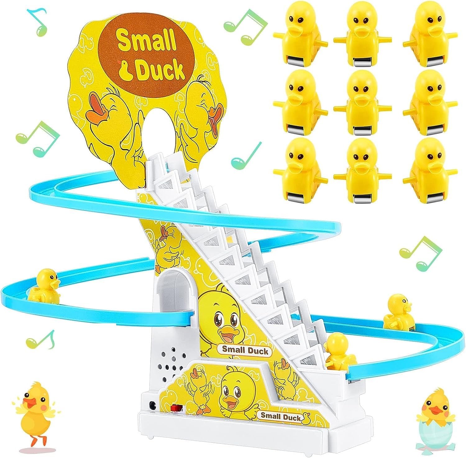 STOFFIER GARTEN Duck Track Toys for Kids Electric Ducks Chasing Race Track Game Set, Playful Roller Coaster Toy with 3 Duck LED Flashing Lights & Music Button, Fun Duck Stair Climbing Toy for Toddler (B0D8JMG76C) Amazon Price History, Amazon Price Tracker