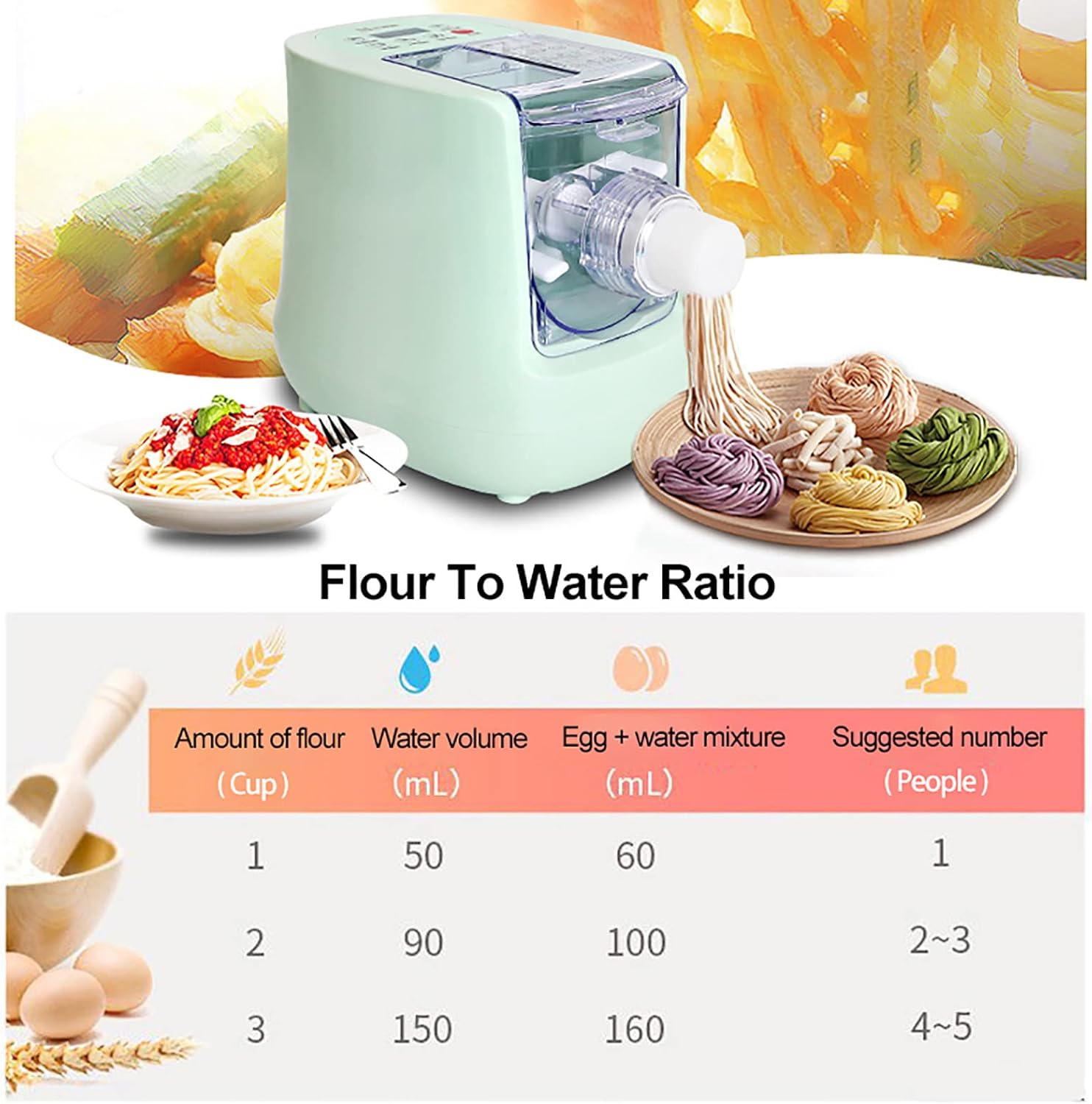 Kitchen Noodle Machine, Food Processors, Home Fully Automatic Dough Kneading Machine Dumpling Maker Pasta Bar, 13 Noodle Molds