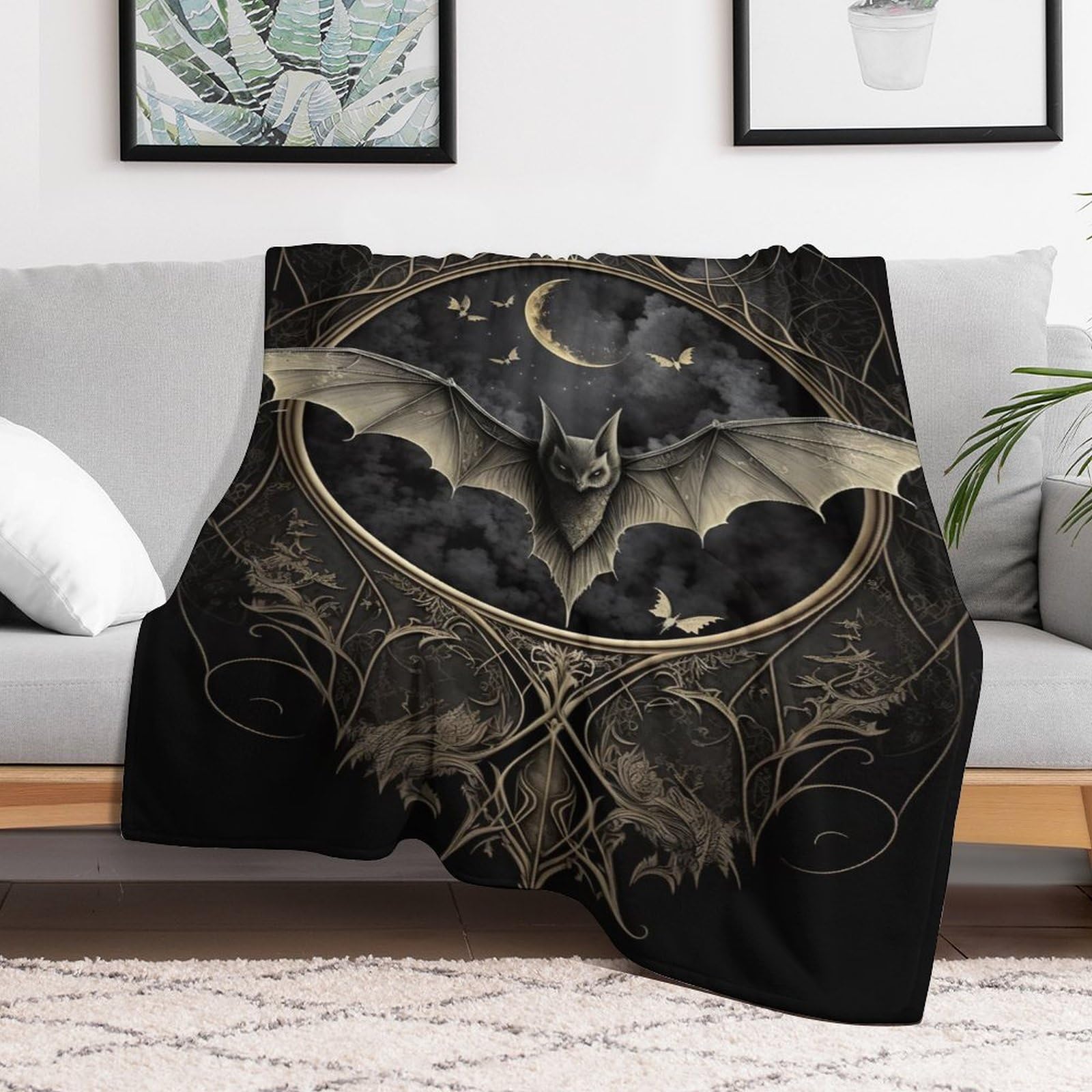 Premium Wohndecke - Fledermaus Decke Flannel - Extra Weiche TV- Decke Vier Jahreszeiten Wohndecke Dicke Couchdecke Für Bett/Sofa（150×200cm）