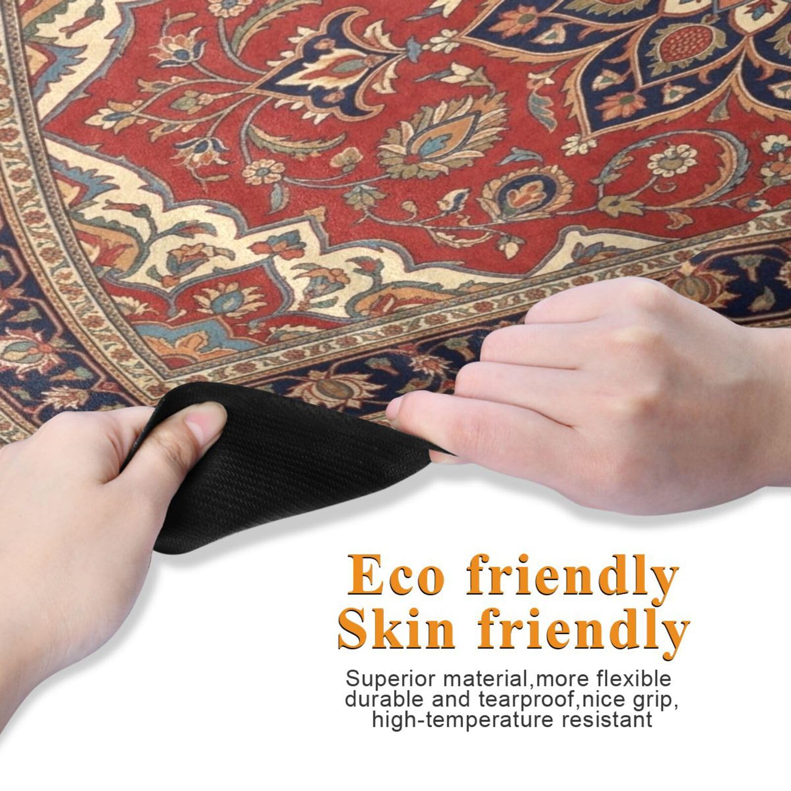 Kigai Tapis de yoga rouge motif persan tapis de fitness respectueux de l'environnement antidérapant portable pliable tapis d'entraînement au sol pour pilates maison gym exercice plage 179,8 x 66 cm
