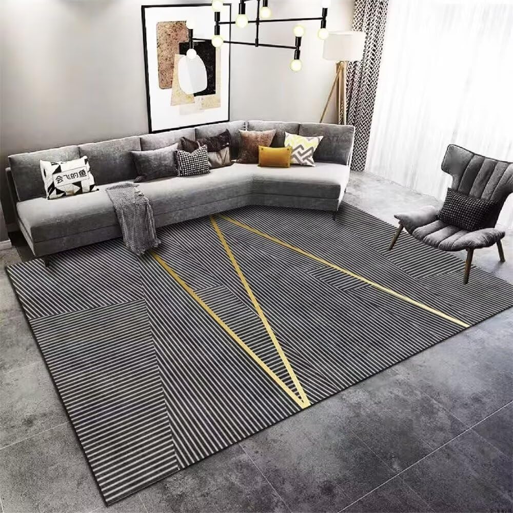 Tapis enfant 100x160cm minimaliste moderne gris noir jaune pour ordinateur bureau