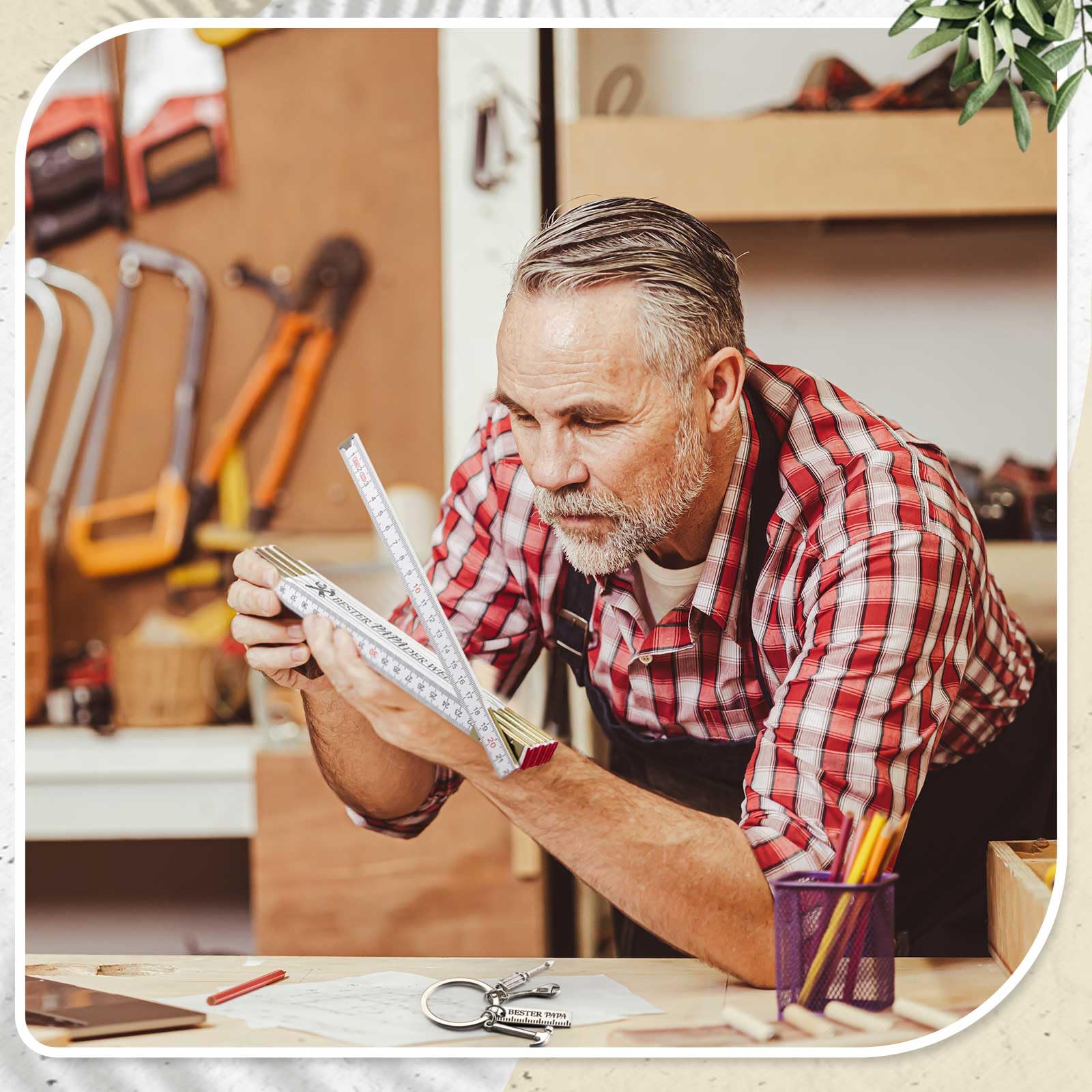 Set Regalo Per Papà Con Metro Pieghevole 2m E Portachiavi Inciso - Idea Per Festa Del Papà, Compleanno O Natale - Foto 9