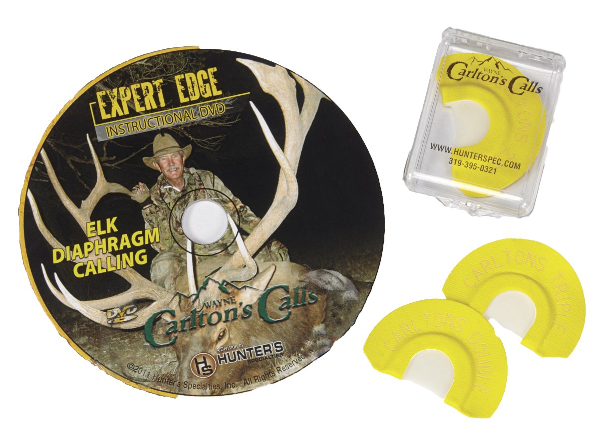 Hunters Specialties Carlton's Calls Expert Edge Diaphragm Combo Pack - Premium Flex Single Reed, Double Reed & 2.5 Reed Elk Diaphragm Calls with Instructional DVD