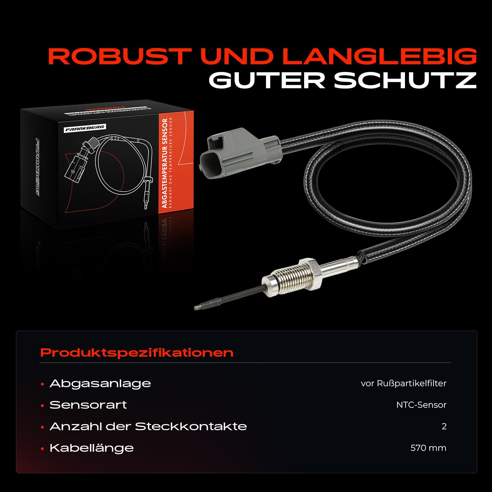 Frankberg Abgastemperatursensor Abgassensor Kompatibel mit Transit Courier B460 MPV Transit Courier B460 Kasten/MPV Replace# GK3112B591AB