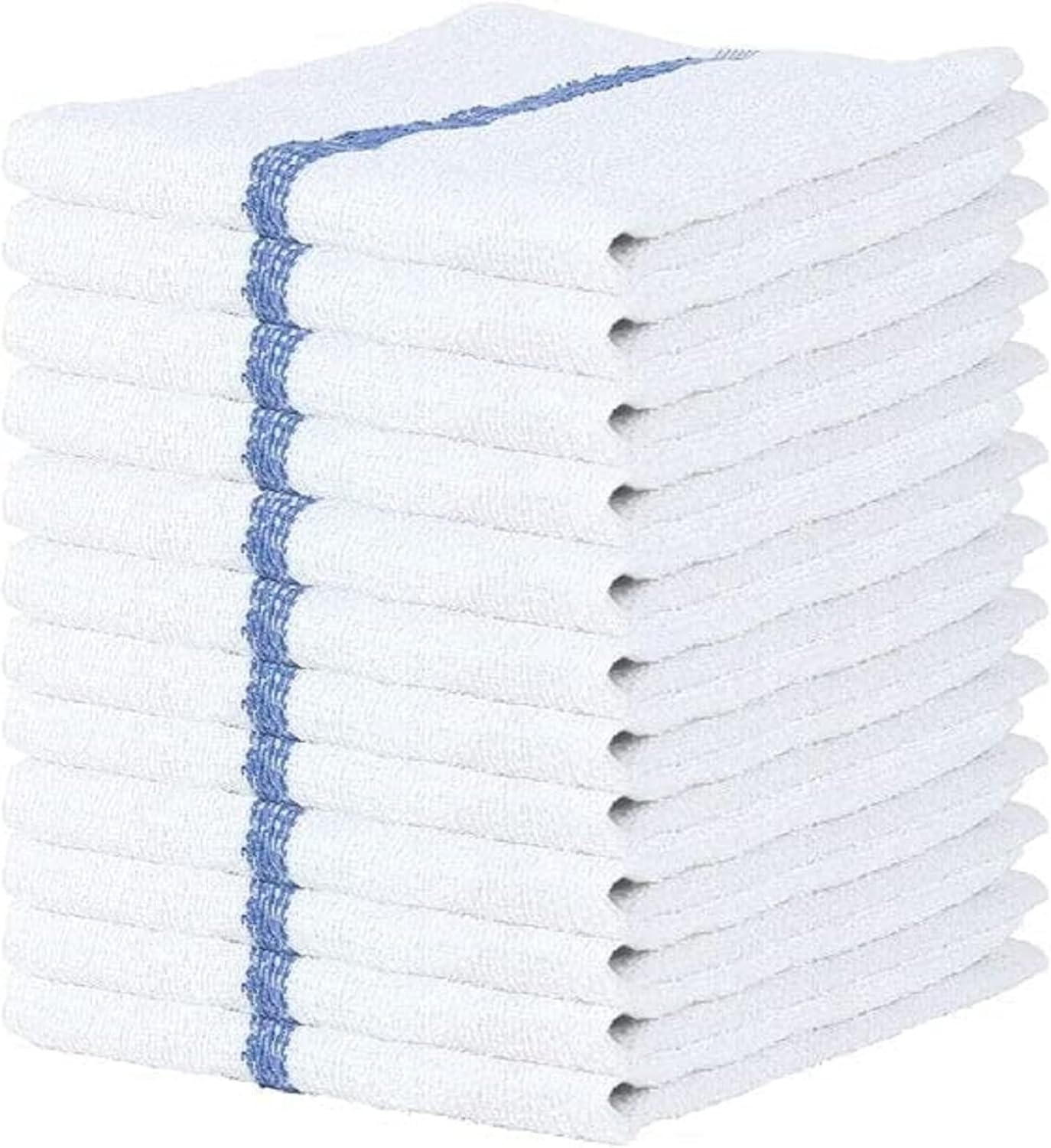 Rifz Textiles Kitchen Linens Bar Mops Cleaning Absorbent Quick Drying Multi-Purpose Machine Washable Reusable Bar and Dish Towels for Household (Ribbed 17"X20" 32 oz 60 PK, White)