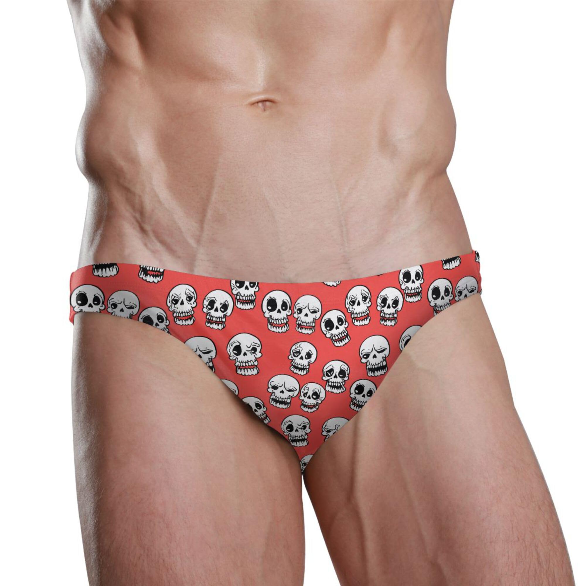 Skull Swim Briefs for Men Bikini Swimwear Boys Short XXL B0404347