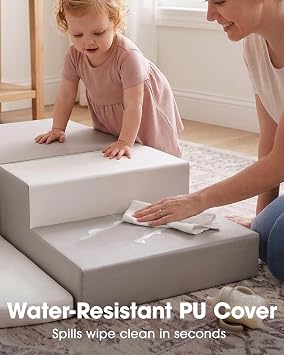 little dove PU Leather 4-Piece Foam Climbing Blocks for Toddlers 1-3