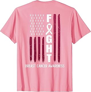 USA Pink Flag Breast Cancer Awareness Month - On Back T-Shirt