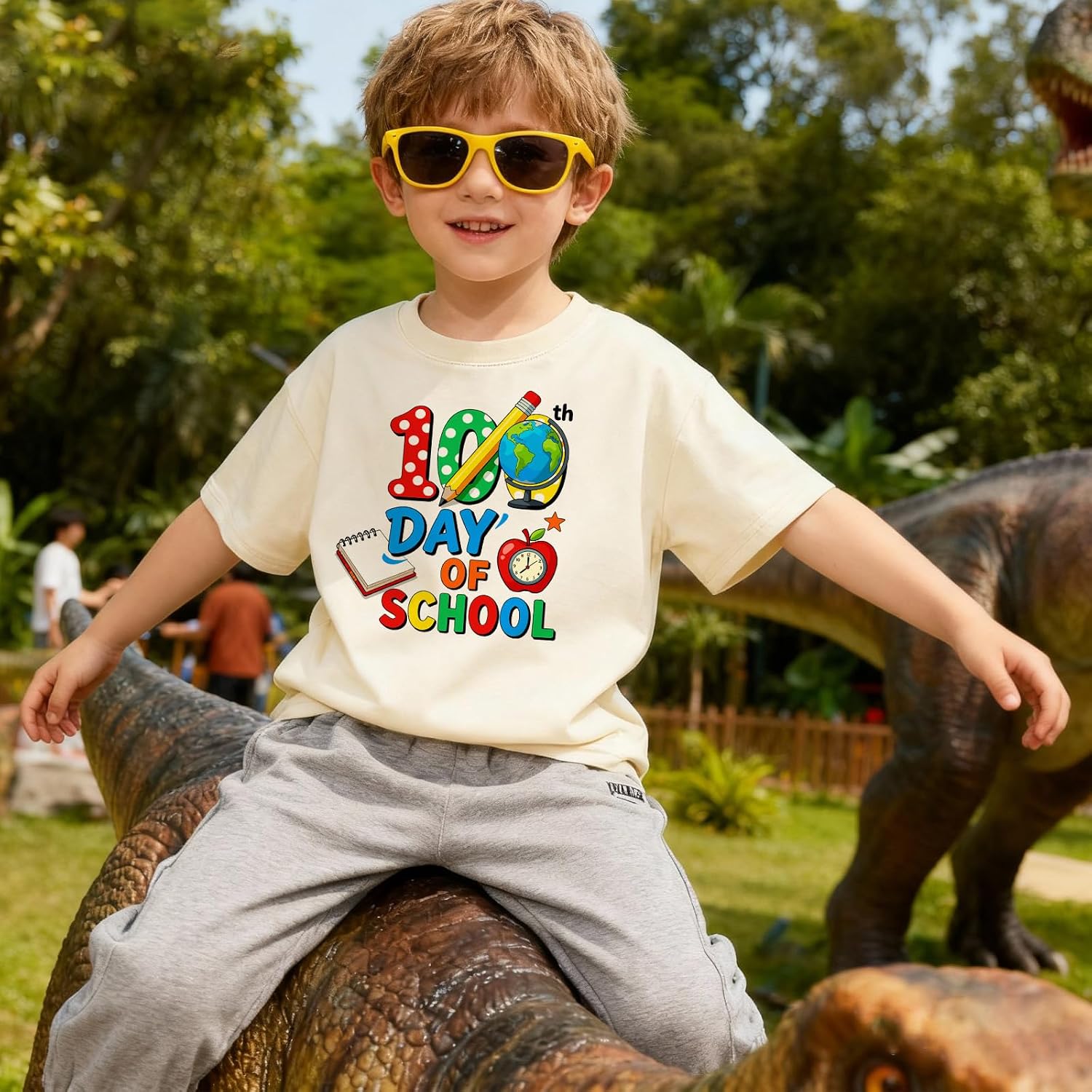 100 Days of School Shirt for Kids Boys Girls Funny 100th Day of School Toddler Graphic Short Sleeve T-Shirt 3-7T