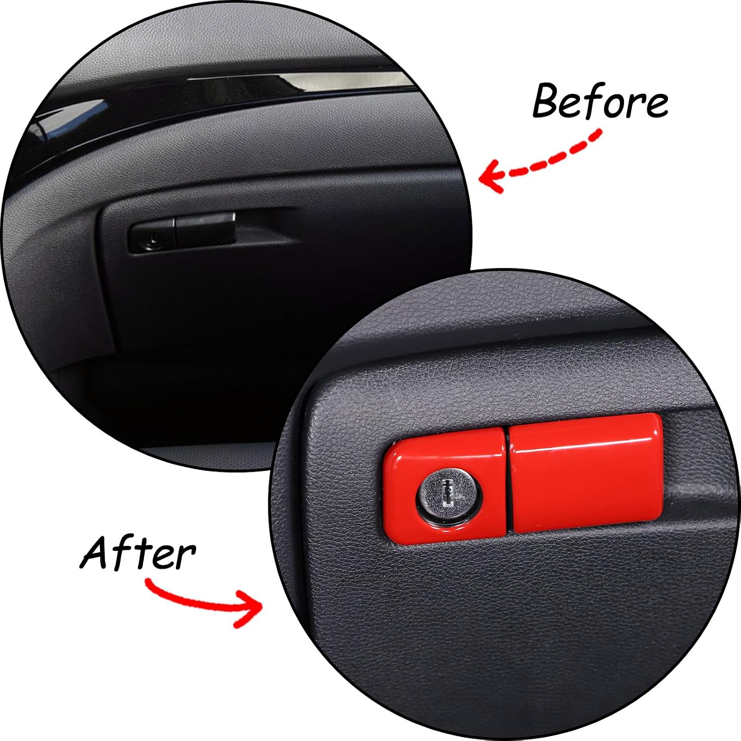 ABS Co-Pilot Glove Box Handle Buckle Cover Trim,Fit for Honda Pilot 2016-2022,Honda Ridgeline 2017-2023,Honda Passport 2019-2023,Co-Pilot Glove Box Handle Switch Cover Trim (Red)