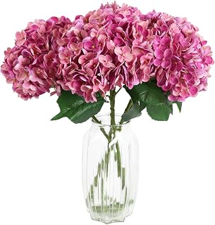 4PCS 21'' Hydrangea Artificial Flowers Real Touch Latex Fake Red Hydrangea Flowers Large Faux Hydrangea with Stem for Wedding Home Room Party Restaurant Indoor Baby Shower Decorations (Rose Red)