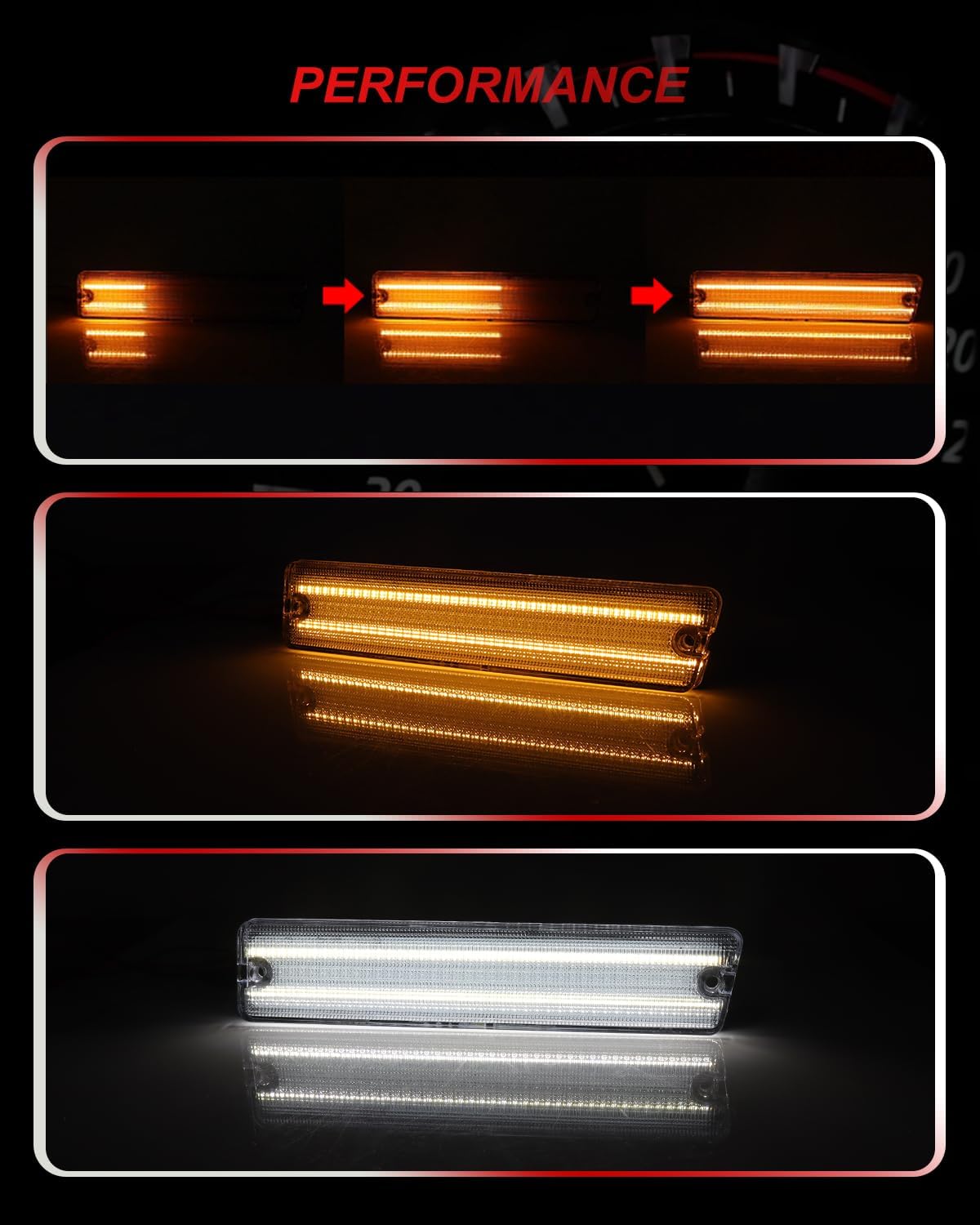 2PCS Clear Lens Switchback LED DRL Turn Signal Lights Front Bumper Lamps For 81-88 Oldsmobile Cutlass Supreme Replacement OE/OEM 22511039, 22511038