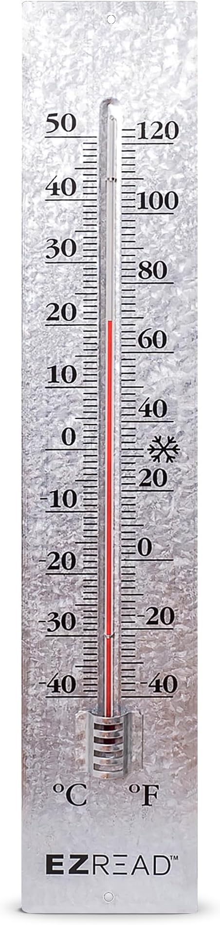 Headwind Metal Outdoor Thermometer – 22.5" Antique Aluminum Heavy‑Duty Analog Wall‑Mount Gauge, Weather‑Resistant Vertical Design for Accurate Indoor & Outdoor Temperature by EZREAD