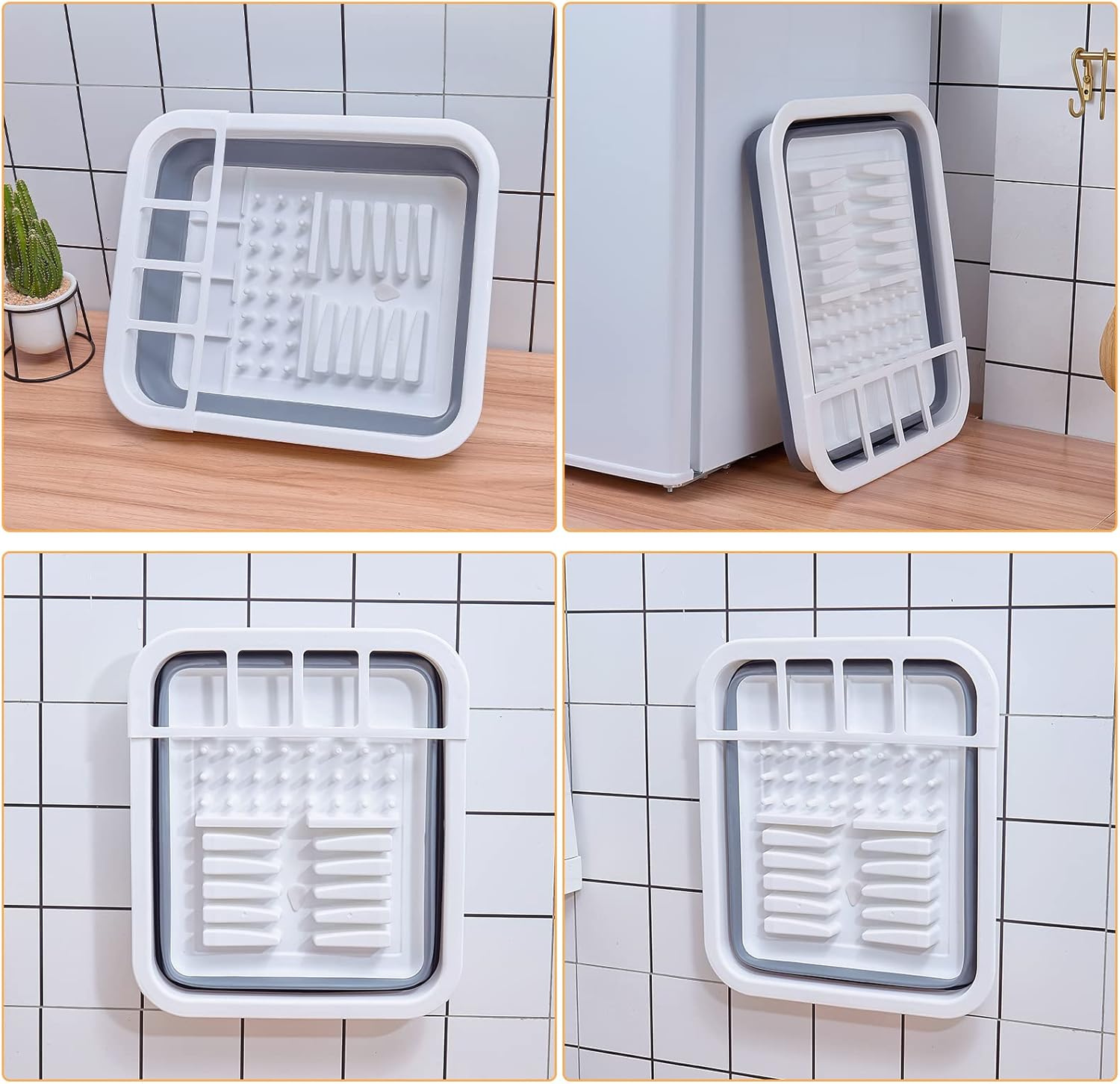 Goderewild Collapsible Dish Drying Rack with Rotating Drain & Plug,Space-Saving Dish Drainers for Kitchen Counter, Portable Dish Rack Over Sink Drying Dinnerware,Travel Trailer RV Camping Essentials