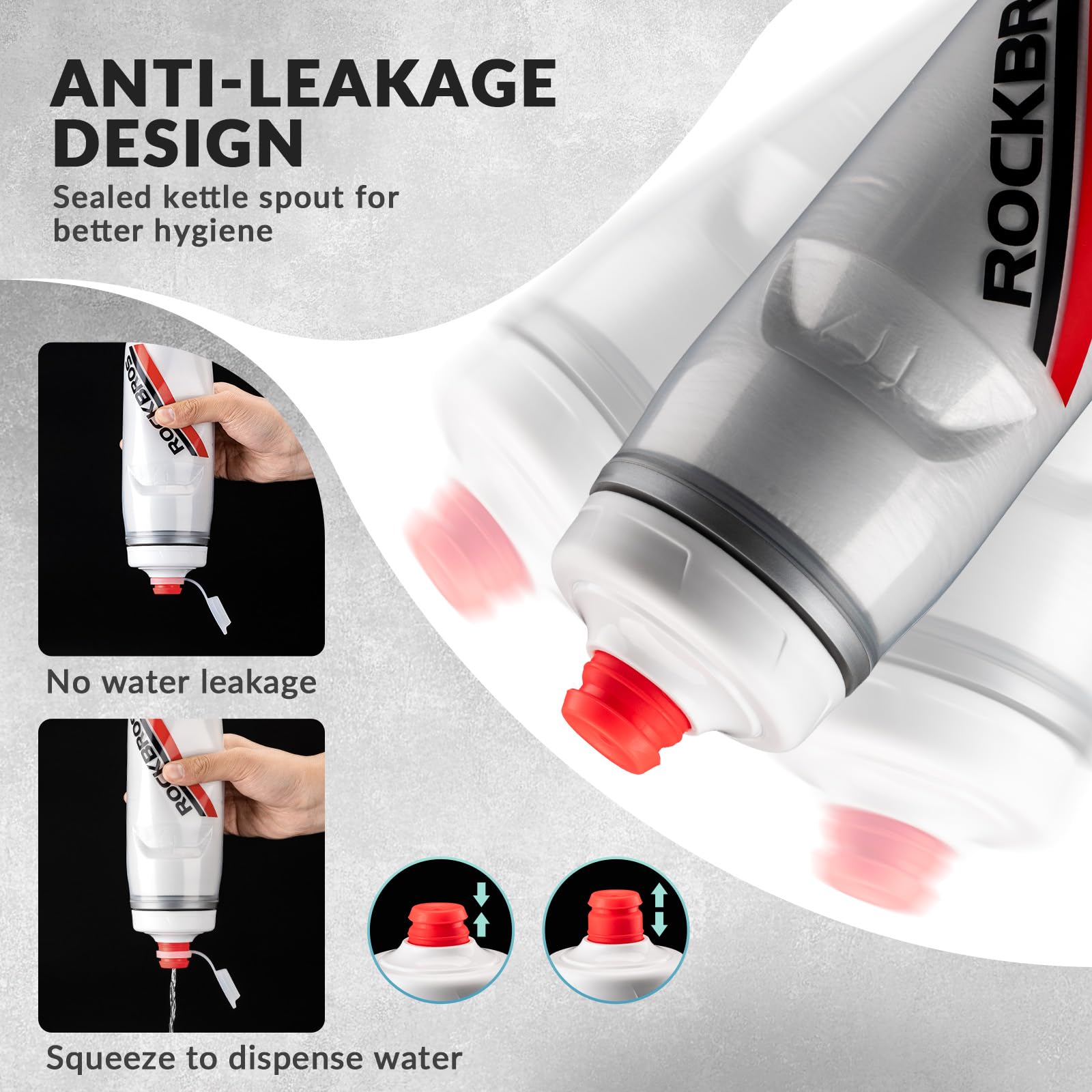 Bidon Vélo ROCKBROS 750ml - Sans BPA, Décharge Pression - Cyclisme, Fitness - Transparent