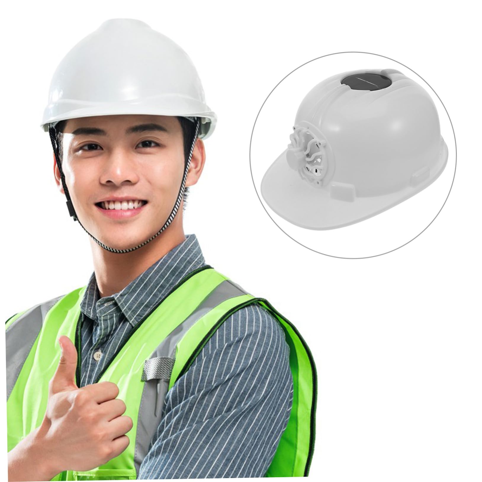 Ventilador De Casco Portátil Motorizado Protector De Cuello del Sol Revestimientos Construcción De Casco De Seguridad Ventilador De Energía Solar Faro Componente Electrónico Yellow