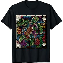 Sea Turtle Inspired by Mola Artwork of Panama Kuna T-Shirt