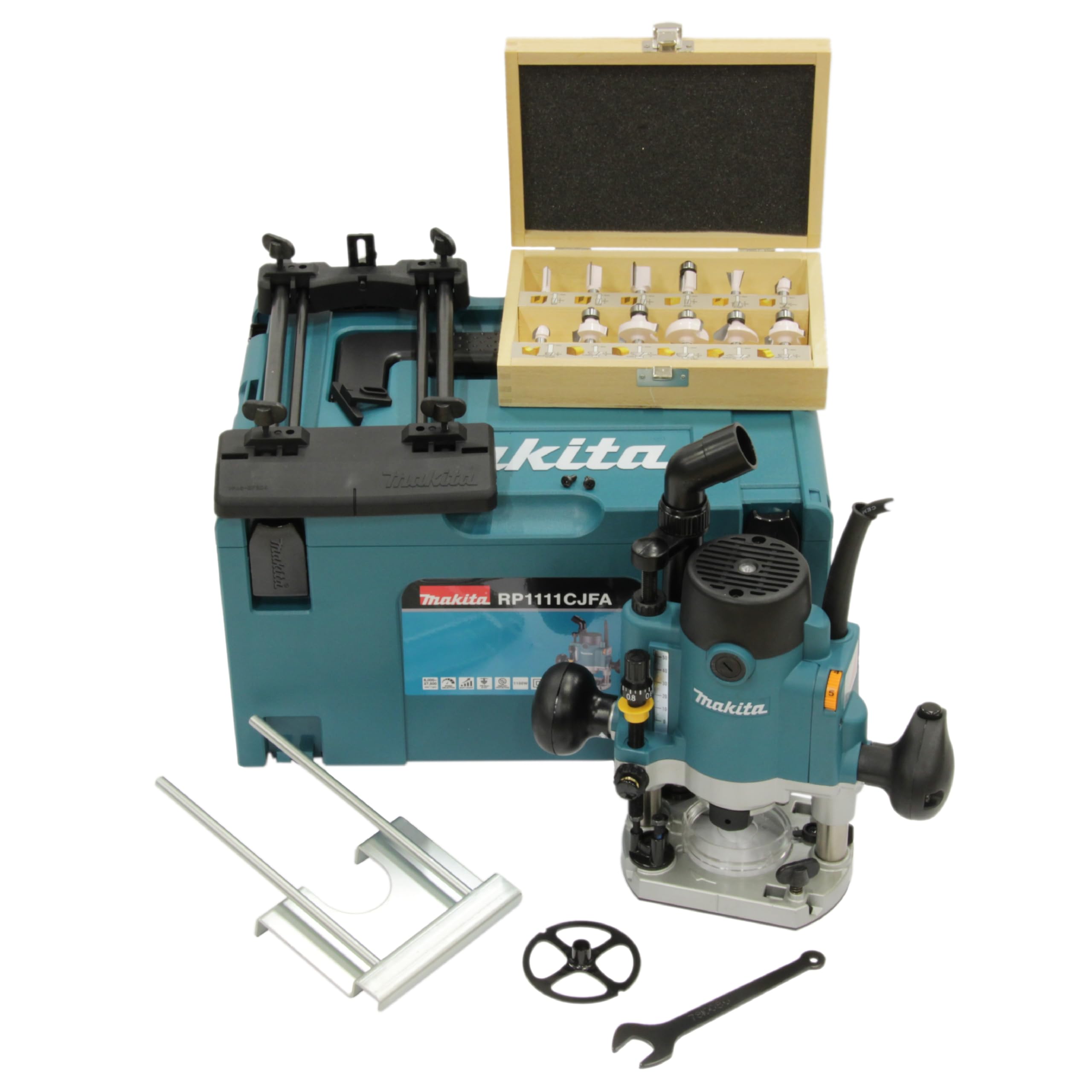 Makita RP1111CJFA, défonceuse filaire 1100 W, kit 12 fraises, coffret Makpac