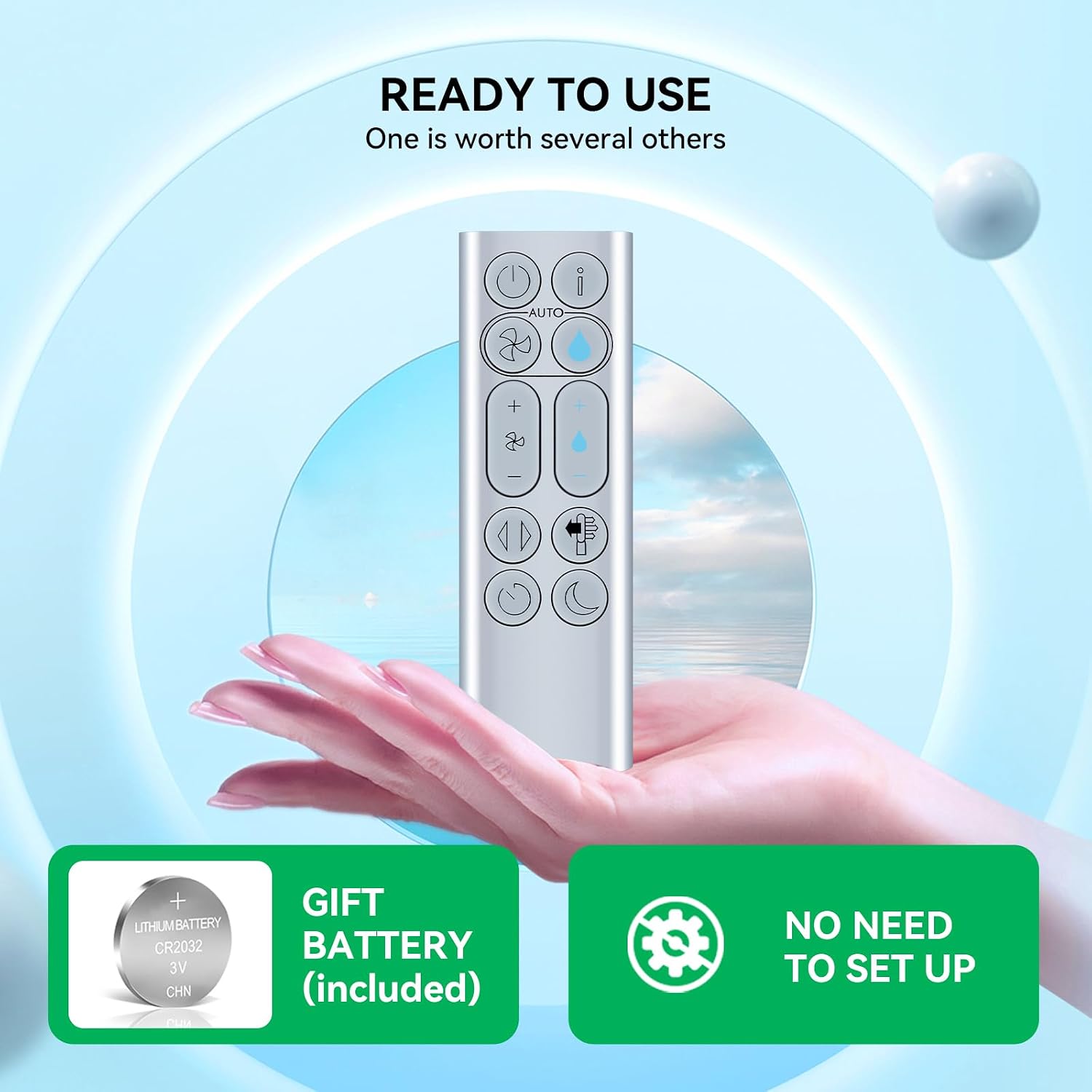 Replacement Remote for Dyson PH01/PH02/PH03/PH04/PH3A Fan-Silvery