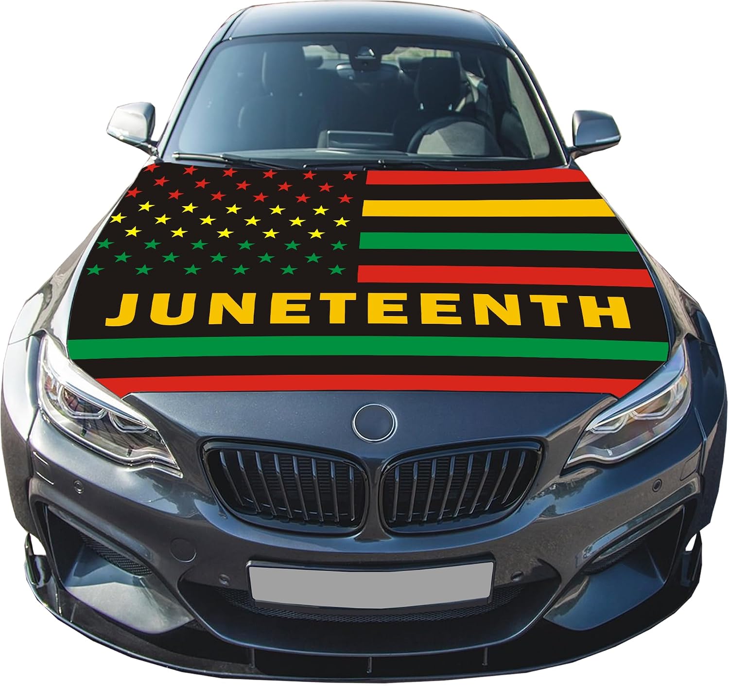 Juneteenth Flag for Car Hood Cover 4X5Ft Car Flag for Celebrations Vehicles Decorate Accessories Fits Coupe Saloon SUV Pickup