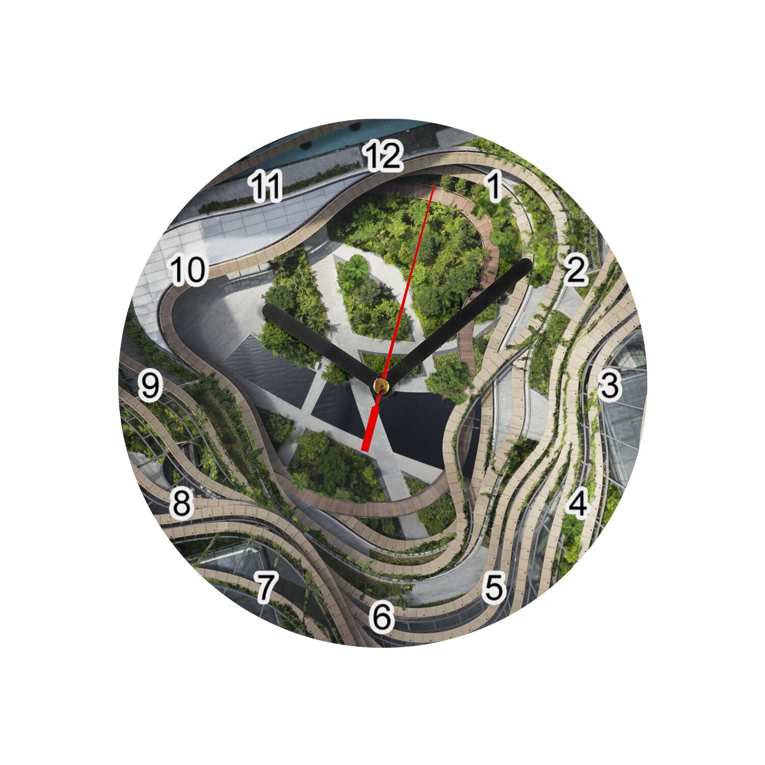 Horloge en verre architecture de Singapour objet d'art mural luxueux 20 cm