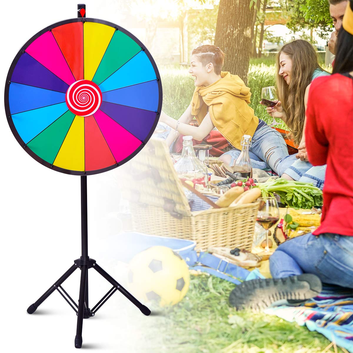 COSTWAY Glücksrad 24" φ60cm Drehrad Spielzeug für Lotteriespiele Wortspiele