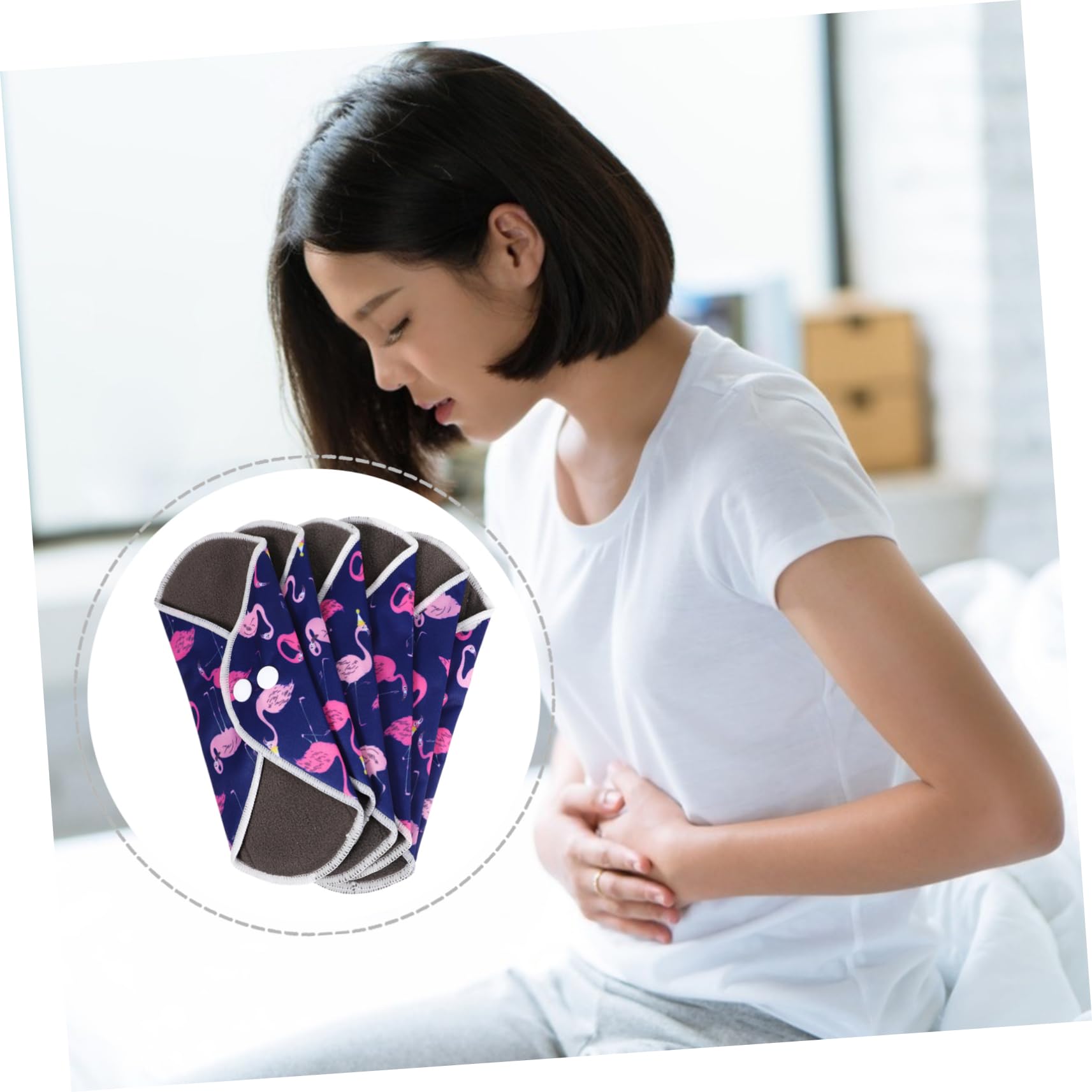 Amosfun 3sätze Wiederverwendbare Bambuskohle Menstruationsbinden Mit Tasche Teilig Waschbar Antiallergisch Super Saugfähig Für Reisen Sport Und Alltag