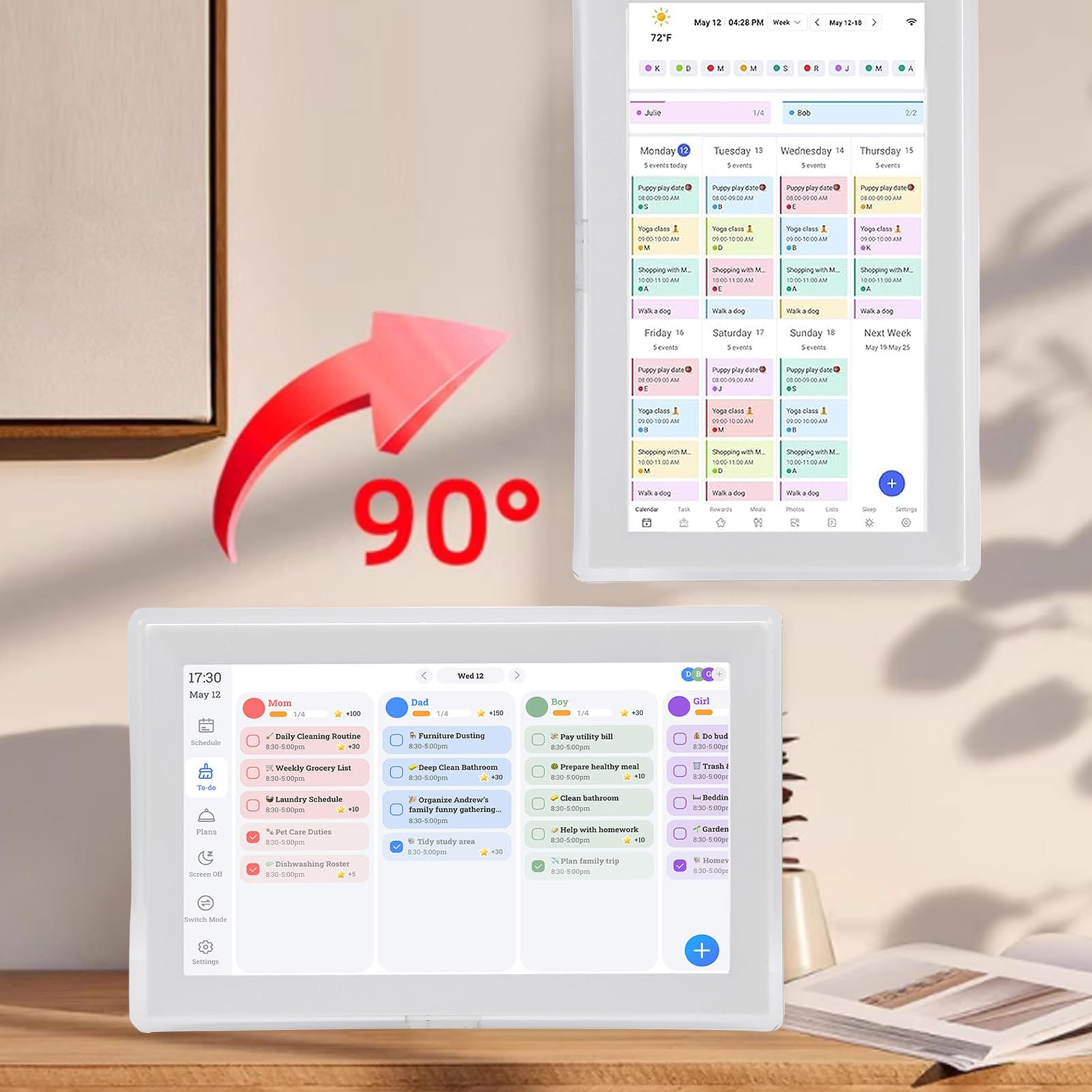 Topiky 15,6 Zoll WiFi Digitalkalender, Wandplaner, Elektronischer Kalender und Aufgabendiagramm, Intelligentes Interaktives Touchscreen Display für Familienpläne, Intelligenter (EU)