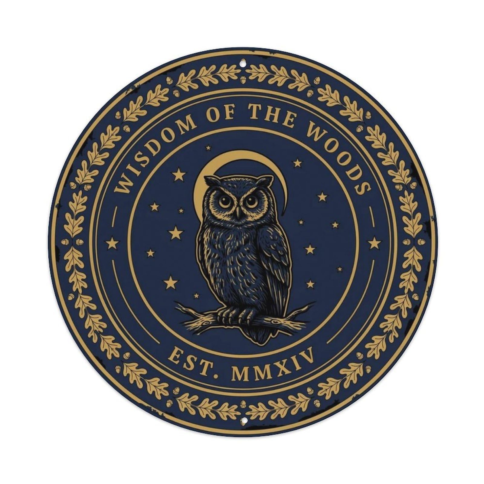 Vintage Owl Moon Metal Tin Sign Plaque
