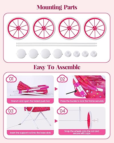 Miniatura 5 de JIZHI Juego de 24 cochecitos de muñeca con muñeca y portabebés, accesorios de muñeca para alimentar, vestirse y jugar sobre la marcha, regalo de