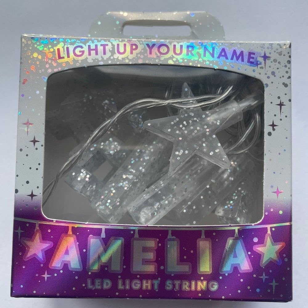 Gifts Direct 2 U AMELIA - Indoor Decorative LED String Lights Hanging Decorations Light Up Your Name in LED Clear Lights