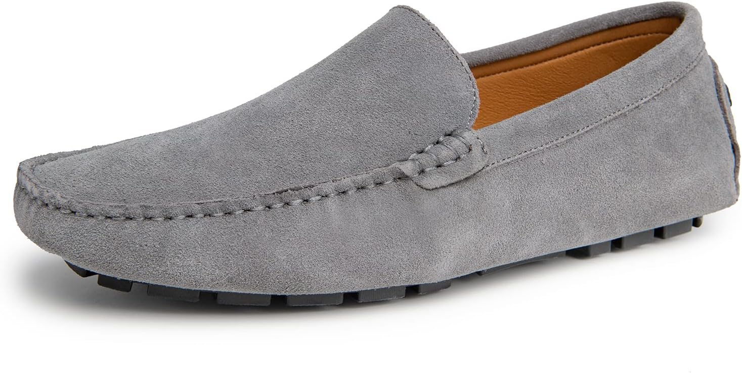 Go Tour Mens Handmade Suede Leather Casual Loafers Shoes