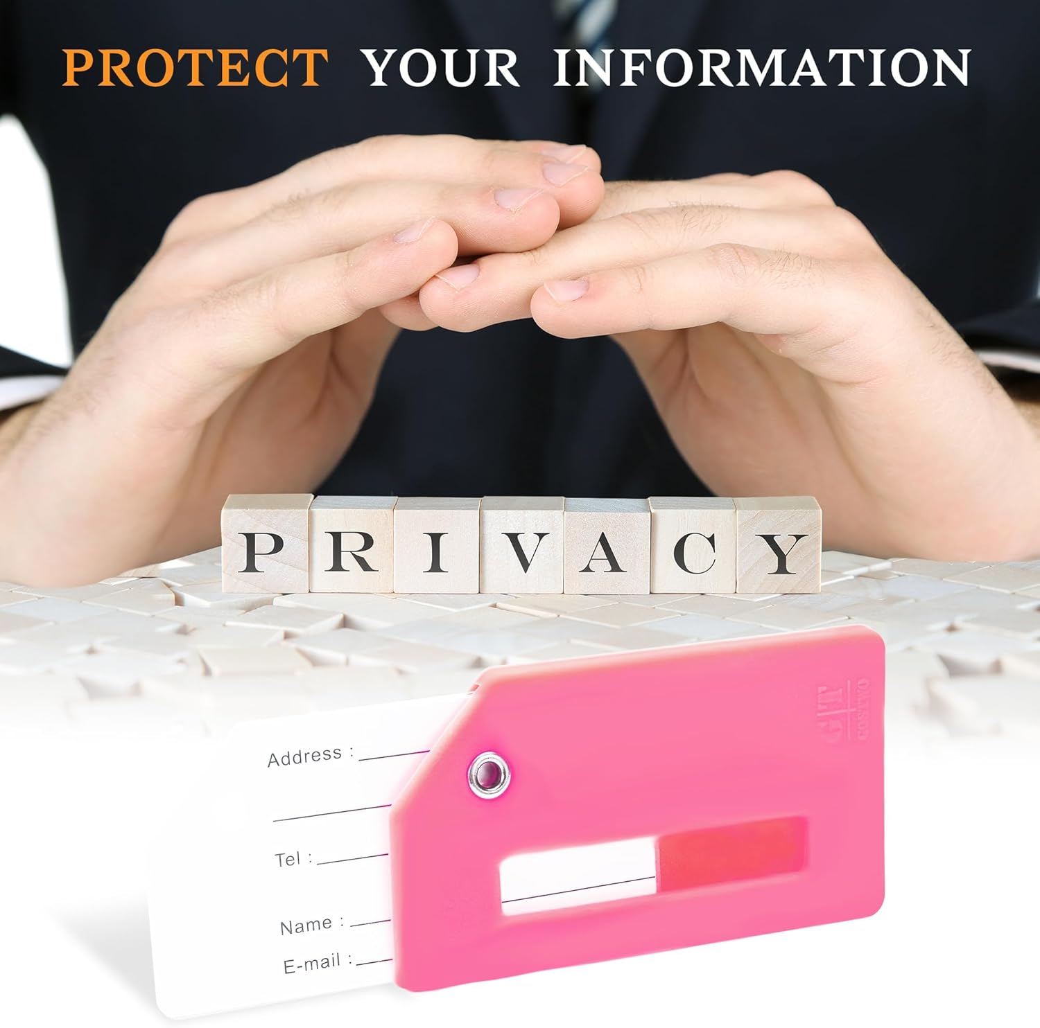 5 Pack Silicone Luggage Tag for Suitcases with Stainless Loop, TSA Approved, Privacy Protection Travel Essentials Bag Tags by Gostwo, Pink - Image 4