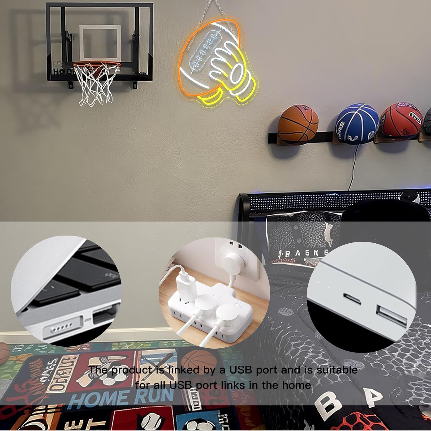 WLHOPE Football Neon Sign Rugby Neon Signs for Wall Decor Football-Shaped Led Lights for Bar Sports Theme Party Rugby Game Room Bedroom Dorm Decoration Gifts for Teens Football Gifts