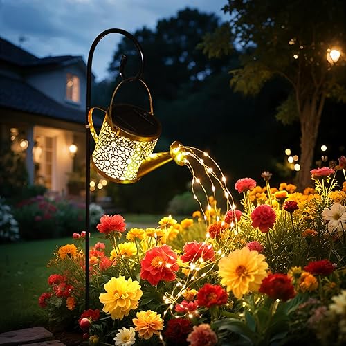 Miniatura 6 de X-PREK Luces solares de jardín para decoración al aire libre, luces solares de metal para regadera, impermeables, pequeñas luces de patio, césped,