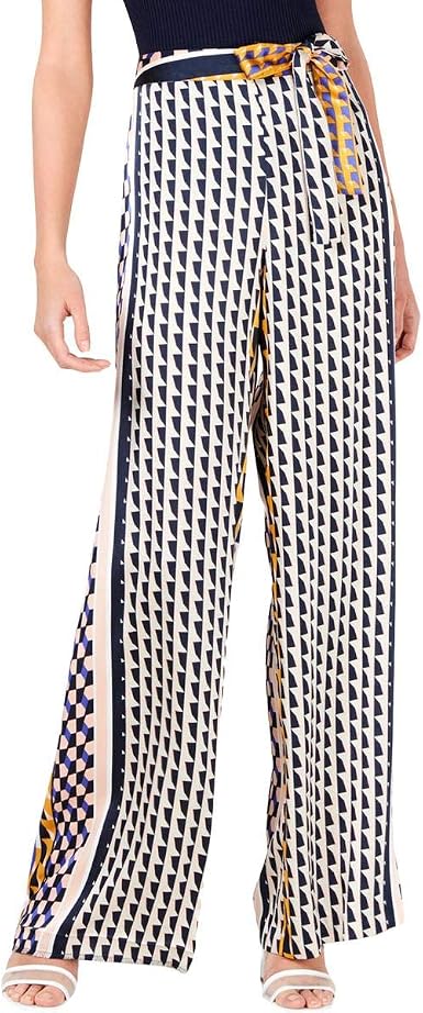 Geo-Print Tie-Waist Pants, Waist 