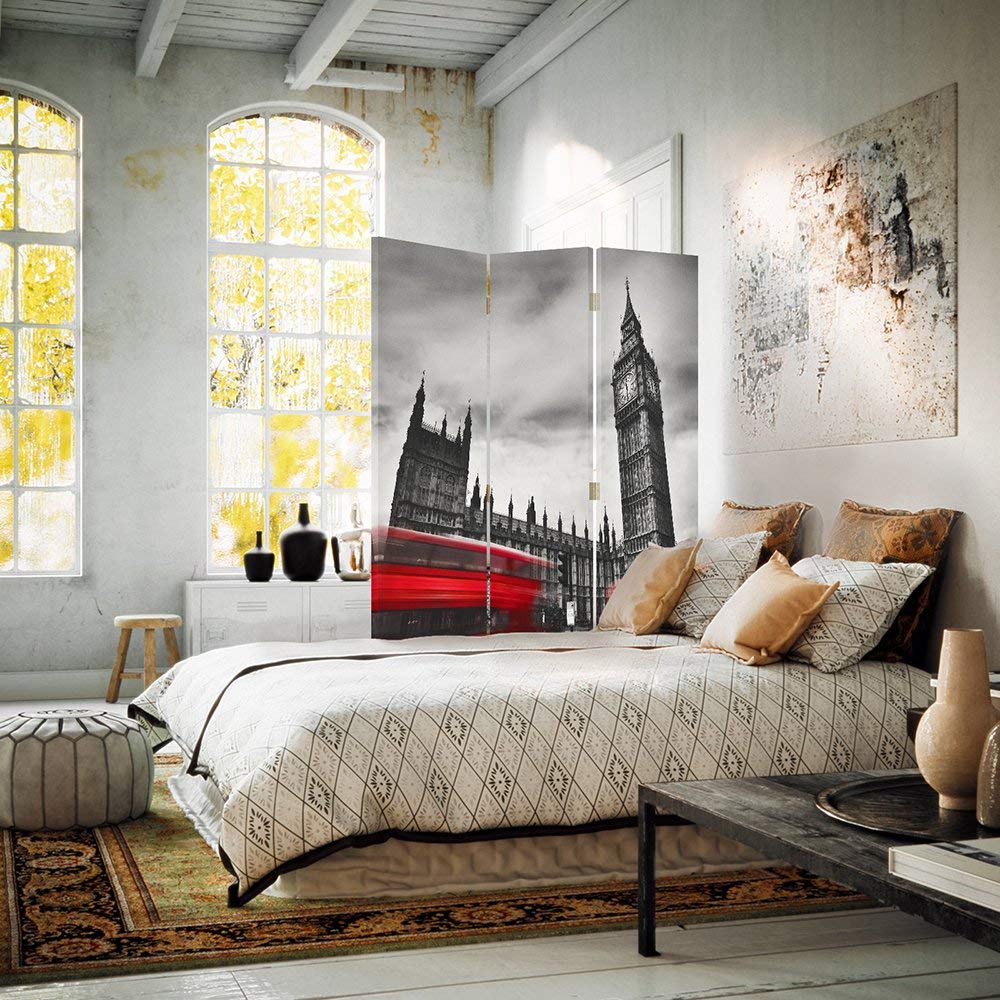 Paravent intérieur Big Ben Réversible Noir et Blanc 110x150 cm
