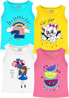 Trampoline Girls Sleeveless Regular Fit T-Shirt (Pack of 4) Price In India