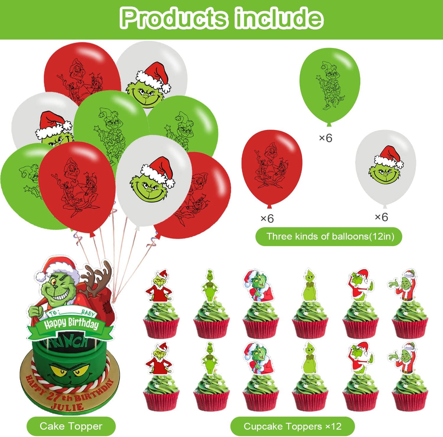 Buy Christmas Grinch Party Decorations, Birthday Party Supplies from