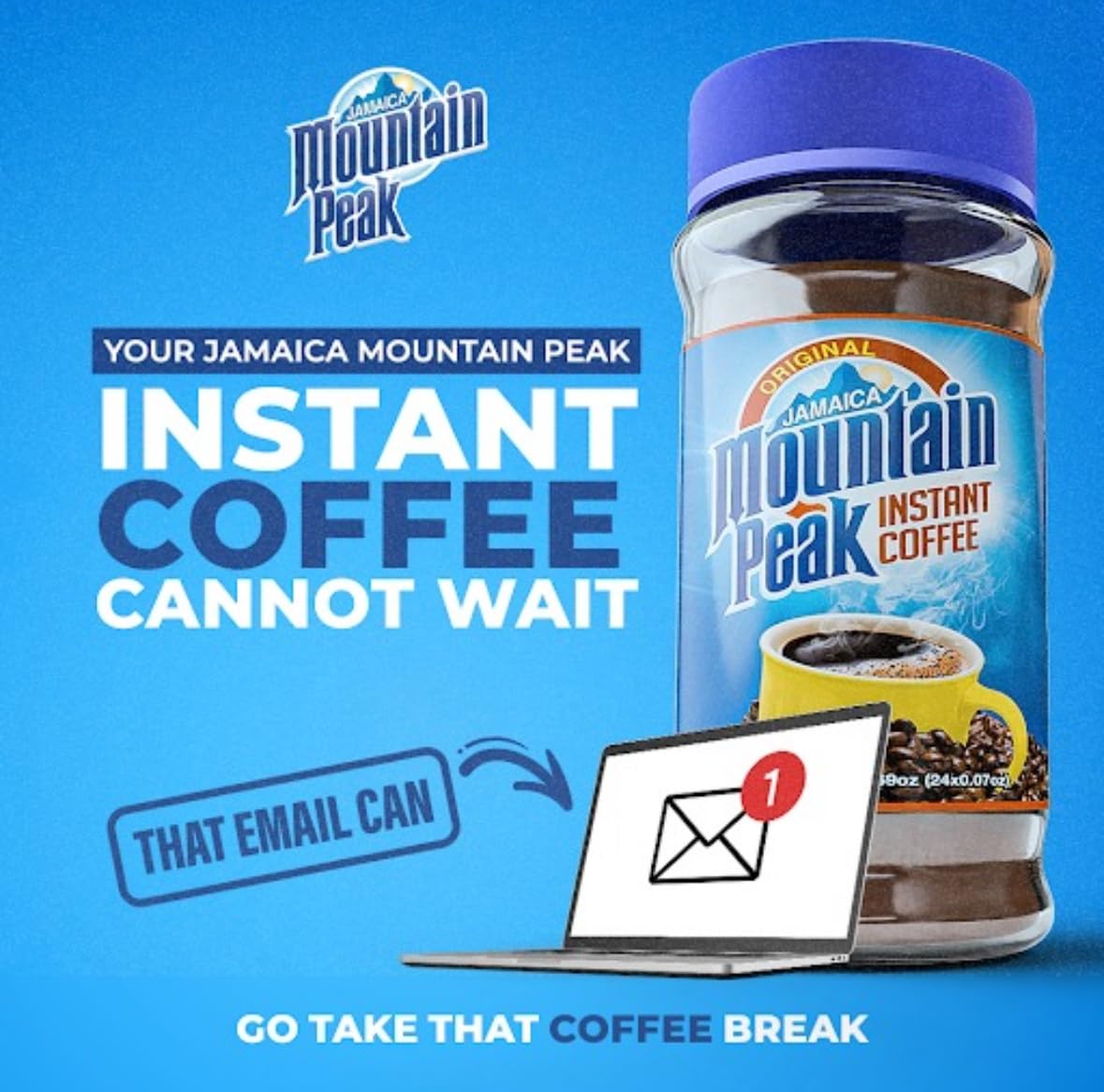 Jamaica Mountain Peak Instant Coffee, Authentic Jamaican Coffee, Rich Bold Flavor (2 Pack, 3.5 oz Jars)
