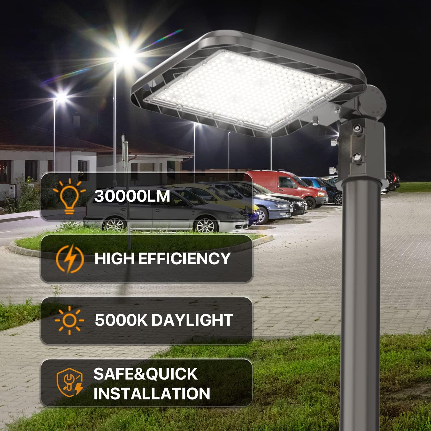 Parking Lot Lights 200W 2Pack 30000LM(150LM/W) Dusk to Dawn Outdoor LED Shoebox Light Slip Fit Pole Mount IP65 Waterproof 120-277V Commercial Street Area Lighting for Roadways, Backyard