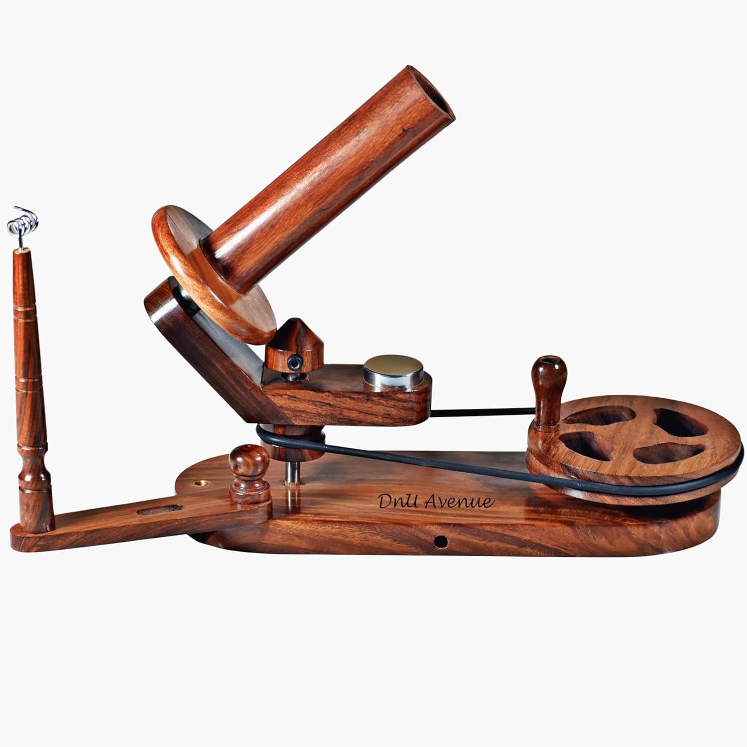 DnU Avenue Wooden Yarn Ball Winder Set with Yarn Swift and Bowl – Handcrafted Wood Wool Winder for Knitting Crochet – Premium Manual Yarn Winder for Home Use – Brown